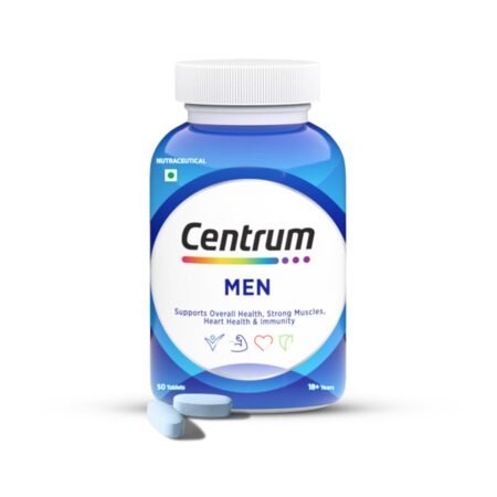 Centrum Men Tablet, World'S No.1 Multivitamin With Grape Seed Extract, Vitamin C & 21 Other Nutrients For Overall Health, Strong Muscles & Immunity (Veg) 50S, 72 Grams