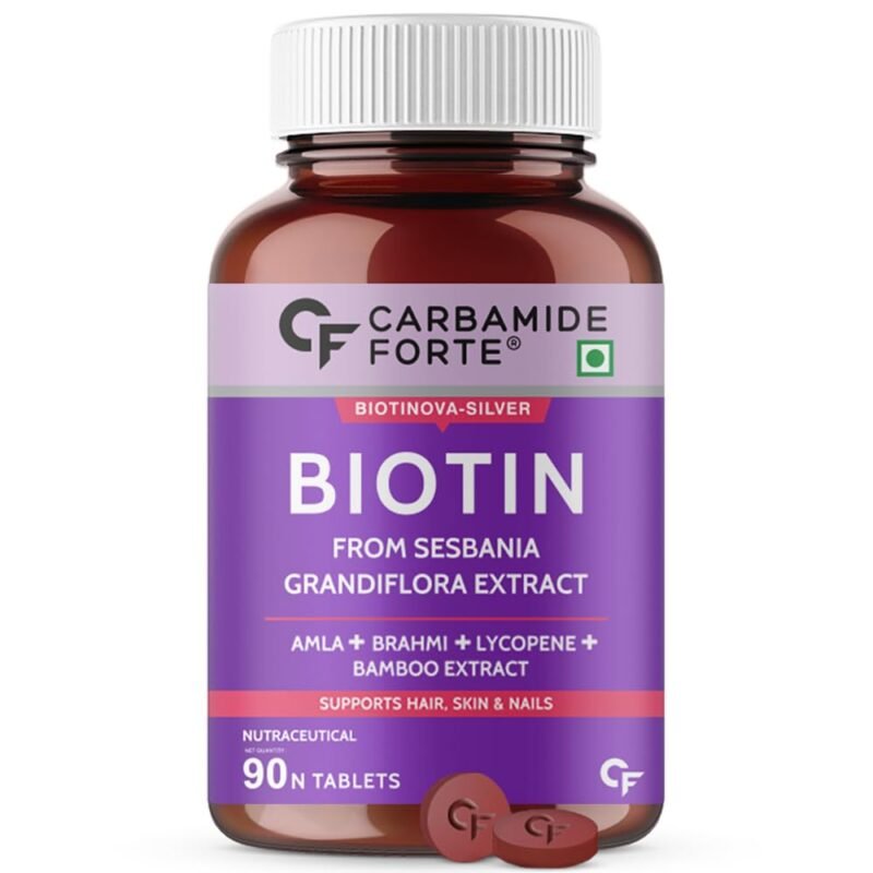 Carbamide Forte Biotin Tablets for Hair Growth with Amla, Brahmi & Bamboo Extract | Hair Growth Tablet | Hair Vitamins | Hair Supplements for Women & Men - 90 Veg Tablet - Image 2