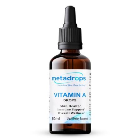 MetaDrops Vitamin A Liquid Supplement - Retinyl Palmitate, 100 Sublingual Servings for Enhanced Absorption, 50 mililitre
