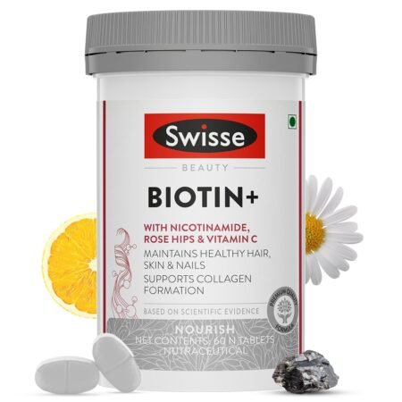 Swisse Beauty Hair Skin Nails+ with Vitamin C and Biotin for Healthy hair, Radiant Skin and Stronger Nails - 60 Tablets (Vegan Supplement)