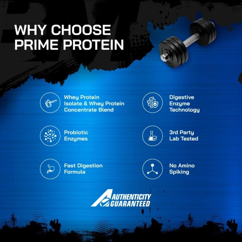 Bigmuscles Nutrition Prime Protein [1kg] | Whey Protein Isolate & Concentrate | With Digestive Enzymes, Probiotic Enzymes | 24g Protein, 10g EAA [Rich Chocolate] - Image 10