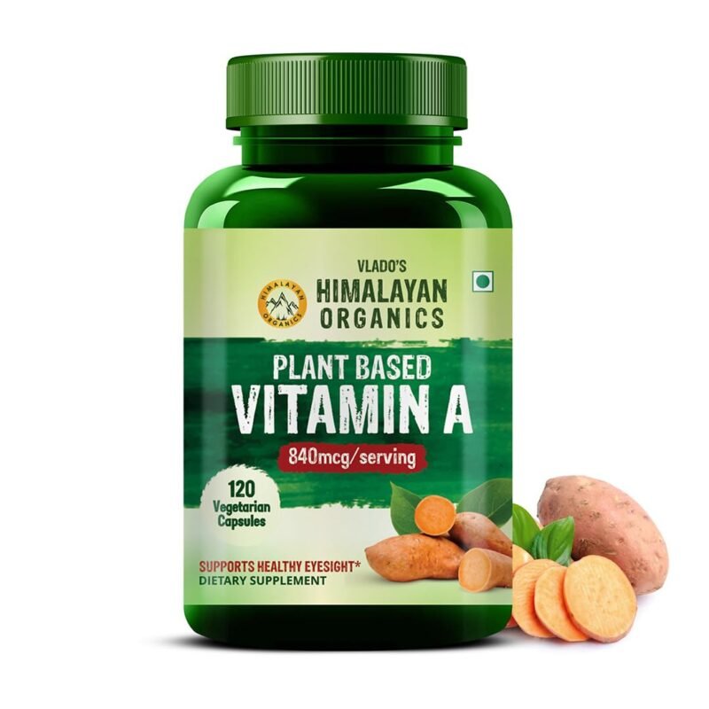 Vlado’s Himalayan Organics Plant-Based Vitamin A Supplement Supports Healthy Eye Sight | Natural Anti-Oxidant (120 Capsules)