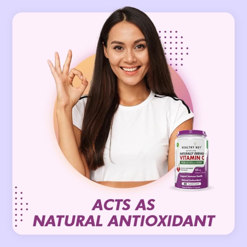 HealthyHey Nutrition 100% Natural Vitamin C from Cherry - 60 Veg. Capsules - Image 5