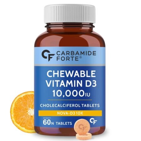 Carbamide Forte Vitamin d3 10000iu | Chewable Vitamin D Tablets | D3 Supplement for Bone & Immunity | Vitamin D3 Supplement for Women & Men | Orange Flavour - 60 Tablets