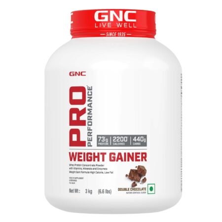 GNC Pro Performance Weight Gainer|3 Kg|Healthy Body Gains|Reduces Muscle Breakdown|Increases Energy & Endurance|73g Protein|440g Carbs|2200 Cal|Double Chocolate, powder, 1 count, 6 Servings