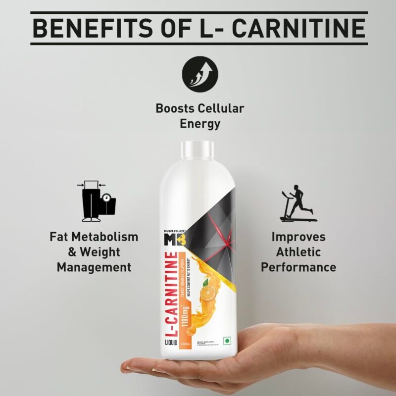 MuscleBlaze Liquid L-Carnitine 1100mg (Tangy Orange, 450ml, 30 Servings) | Helps Convert Fat into Energy - Image 7