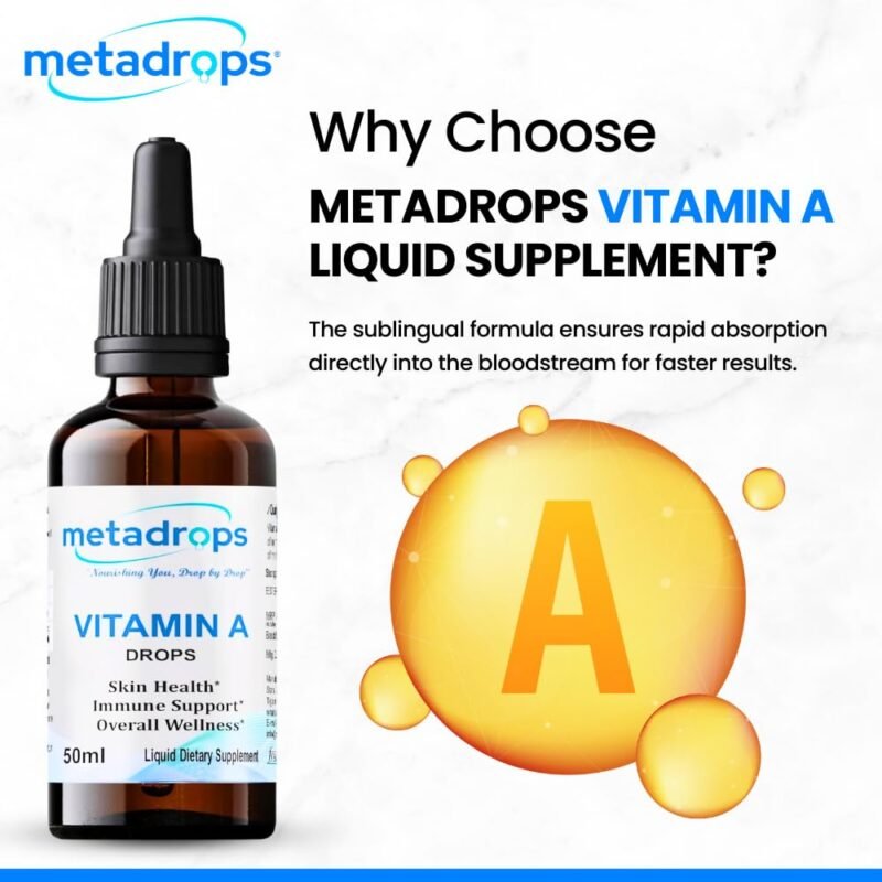 MetaDrops Vitamin A Liquid Supplement - Retinyl Palmitate, 100 Sublingual Servings for Enhanced Absorption, 50 mililitre - Image 6