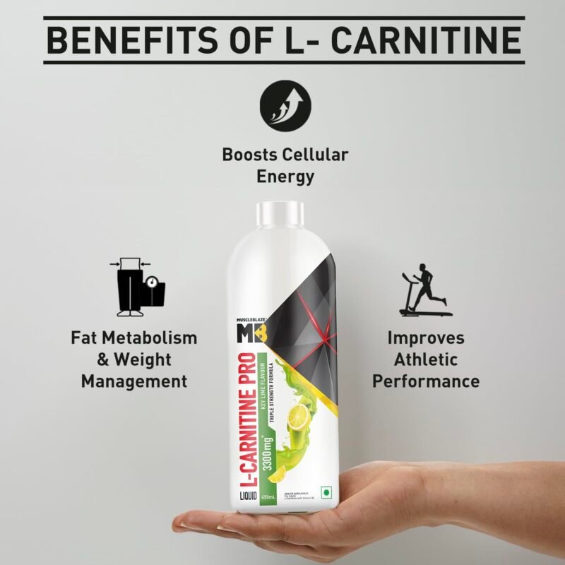 MuscleBlaze Liquid L-Carnitine PRO (Key Lime, 450ml) | Triple Strength Formula | 3300mg L- Carnitine - Image 5