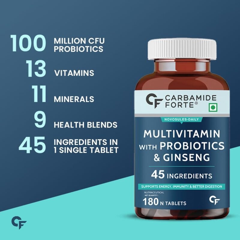 Carbamide Forte Multivitamin Tablet For Men | Multi vitamin for Men with Ginseng | Multivitamin With Probiotics For Immunity & Energy | Multivitamin with Zinc- 180 Veg Tablets - Image 2