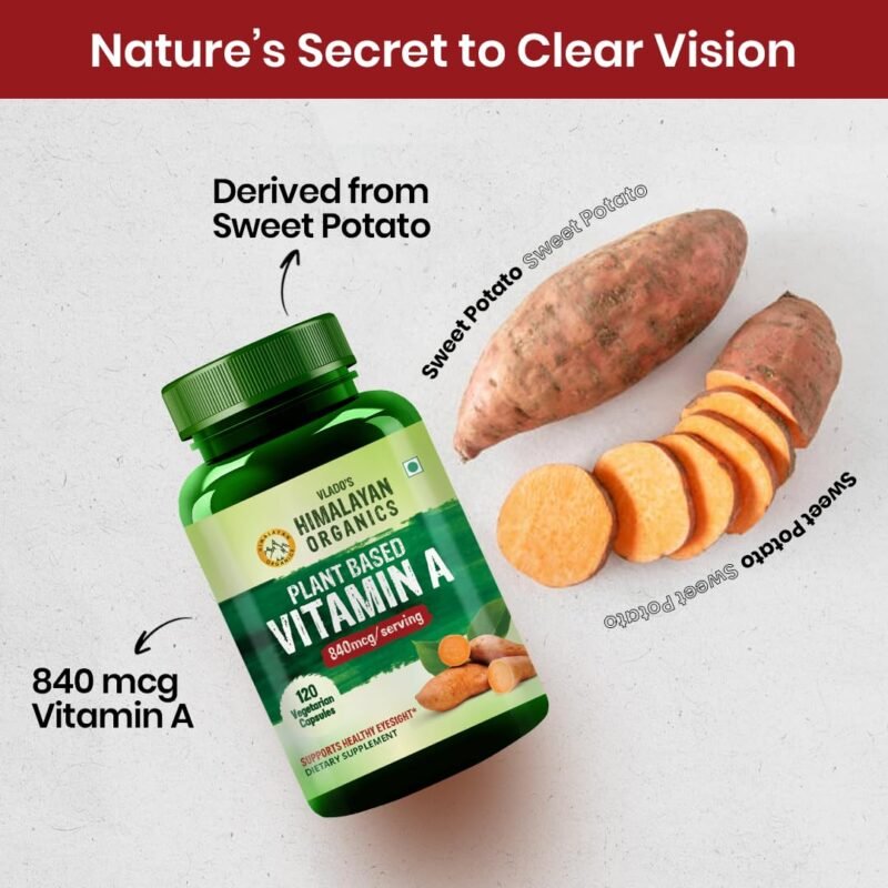 Vlado’s Himalayan Organics Plant-Based Vitamin A Supplement Supports Healthy Eye Sight | Natural Anti-Oxidant (120 Capsules) - Image 5