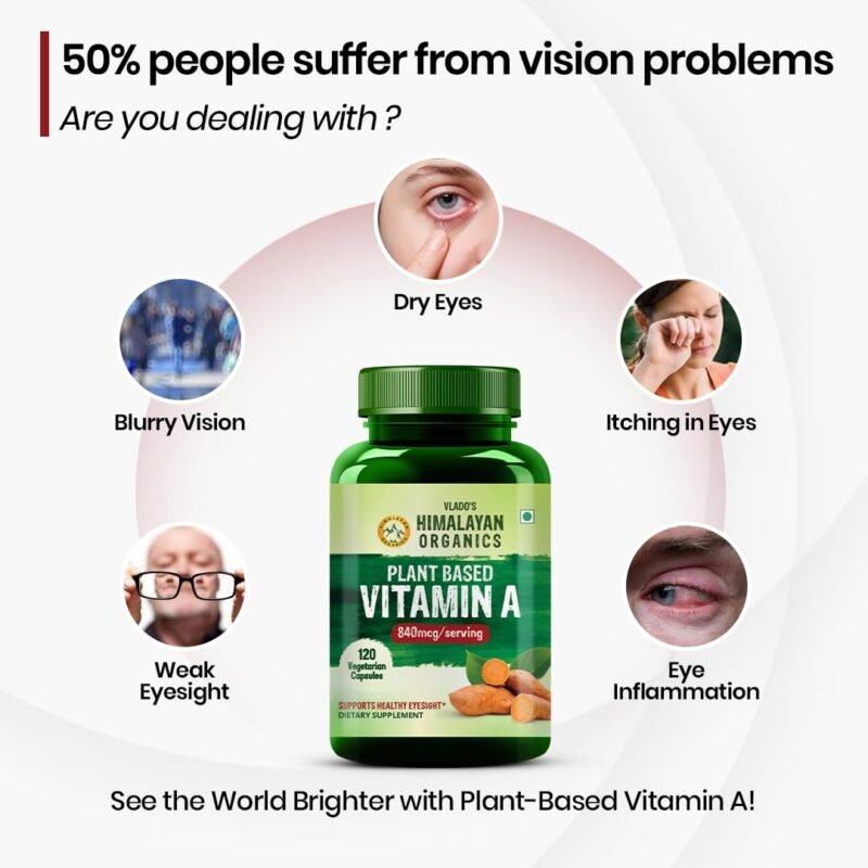 Vlado’s Himalayan Organics Plant-Based Vitamin A Supplement Supports Healthy Eye Sight | Natural Anti-Oxidant (120 Capsules) - Image 6