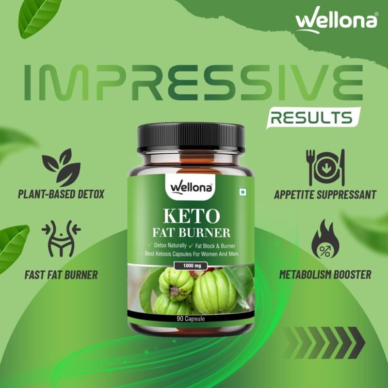 Wellona Keto Fat Burner 90 Capsules 1000MG, Weight Loss Supplement With Garcinia Cambogia, Green Coffee Beans Green Tea Extract Metabolism Booster, Fat Burner For Men & Women (Pack of 1) - Image 7