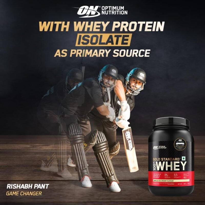 Optimum Nutrition (ON) Gold Standard 100% Whey Protein Powder 2 lbs, 907 g (Vanilla Ice Cream), for Muscle Support & Recovery, Vegetarian - Primary Source Whey Isolate - Image 8