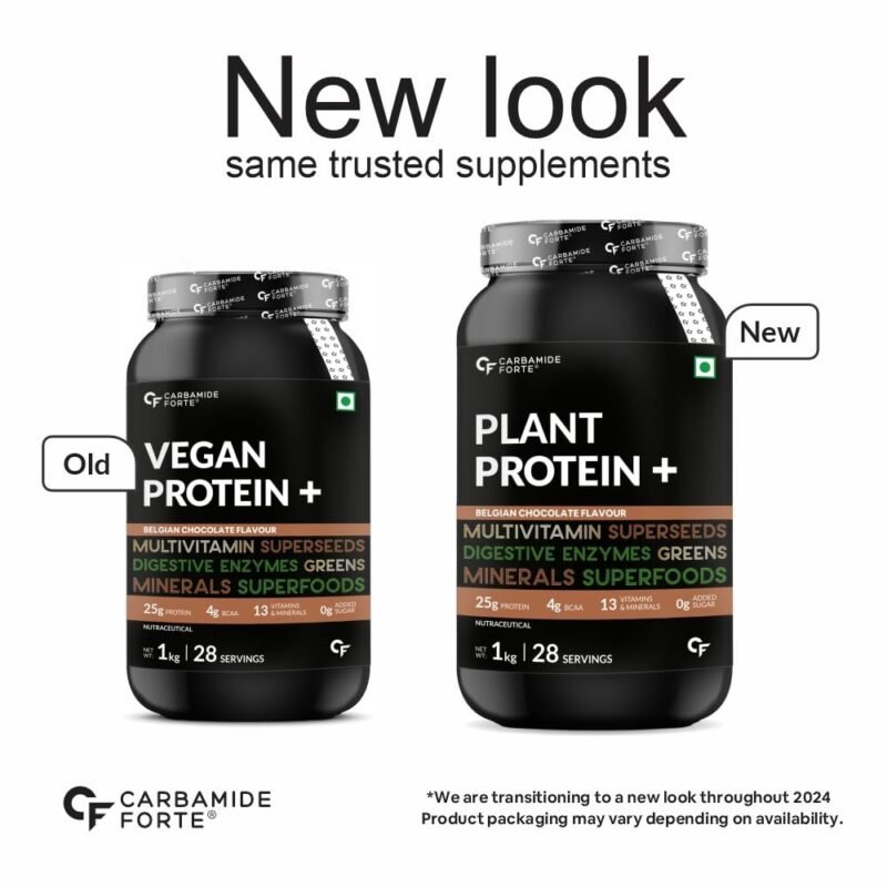 Carbamide Forte Plant Protein Powder For Men - Plant Based Protein Powder with Multivitamin, Minerals, Superfoods, Pea Protein, Digestive Enzymes - Belgian Chocolate Flavour - 1kg - Image 4
