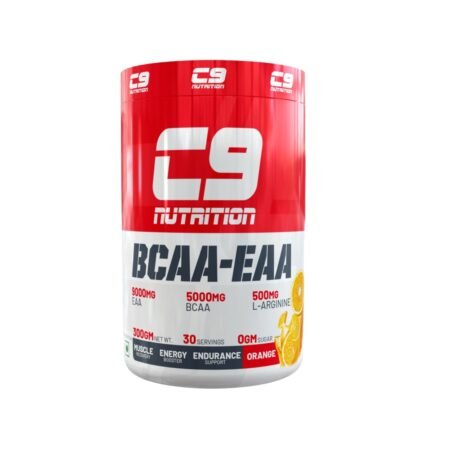 C9 NUTRITION BCAA + EAA Powder- Sugar Free Workout Muscle Recovery & Endurance Drink with 5000mg BCAA, 9000mg EAA, 500 mg L-Arginine | Amino Acid Supplements (30 Servings, Orange)