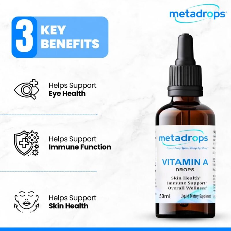 MetaDrops Vitamin A Liquid Supplement - Retinyl Palmitate, 100 Sublingual Servings for Enhanced Absorption, 50 mililitre - Image 5
