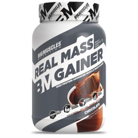 Bigmuscles Nutrition Real Mass Gainer [ Rich Chocolate]|Lean Whey Protein Muscle Mass Gainer|Complex Carbohydrates,|1000 Calories|Reduces Muscle Breakdown|Boosts Metabolism, 1 count, 1000 grams