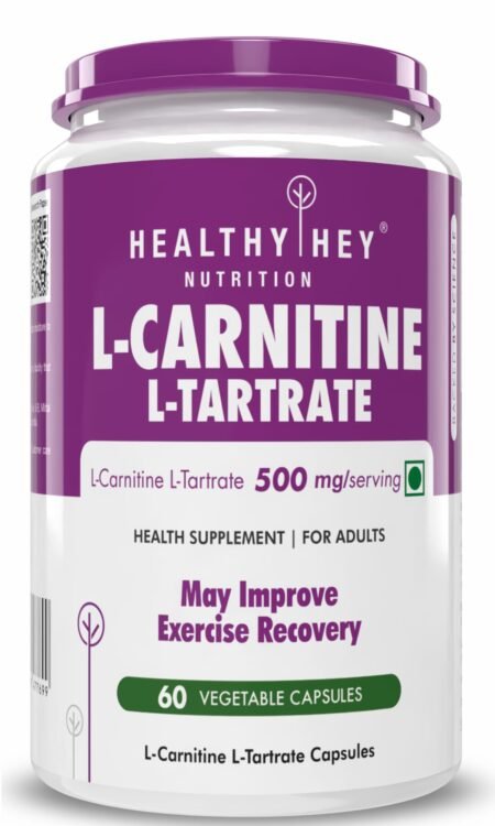 HealthyHey L-Carnitine & L-Tartrate (LCLT)-Support Transport of Fats to Muscles - 60 Vegetable Capsules (Pack of 1)