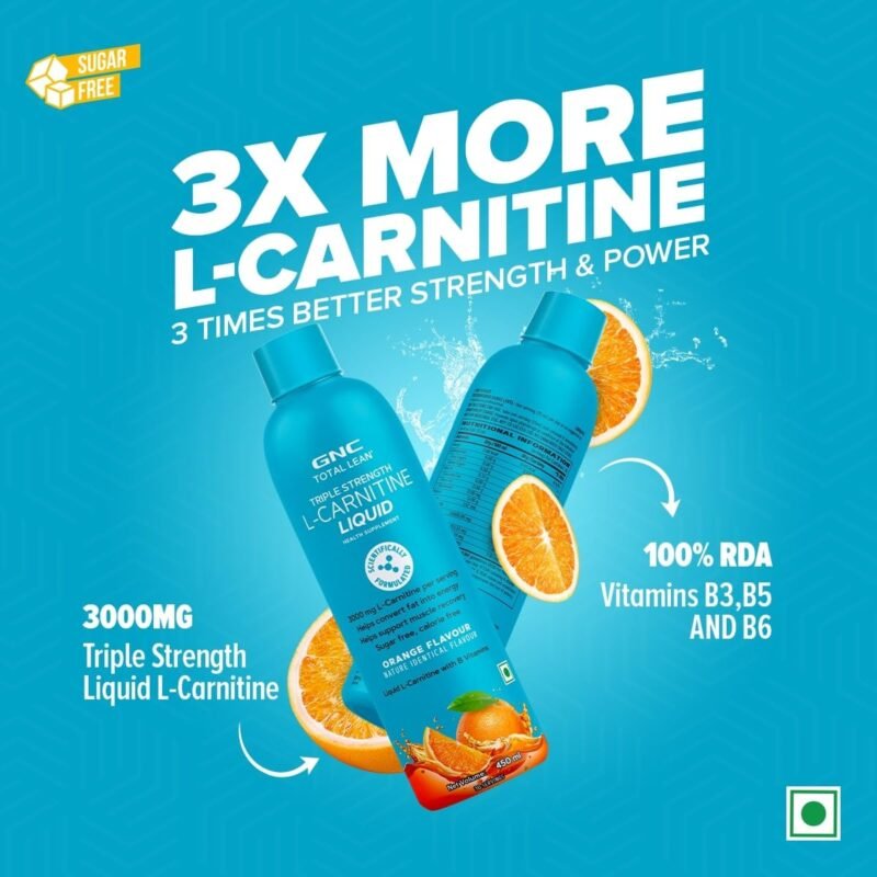 GNC Liquid L-Carnitine 3000mg | 450 ml | 30 Servings | Converts Fat to Muscle | for Healthy Weight Loss | Fast Acting with 3X Strength | Speedy Muscle Recovery | Added B Vitamins | Orange - Image 9