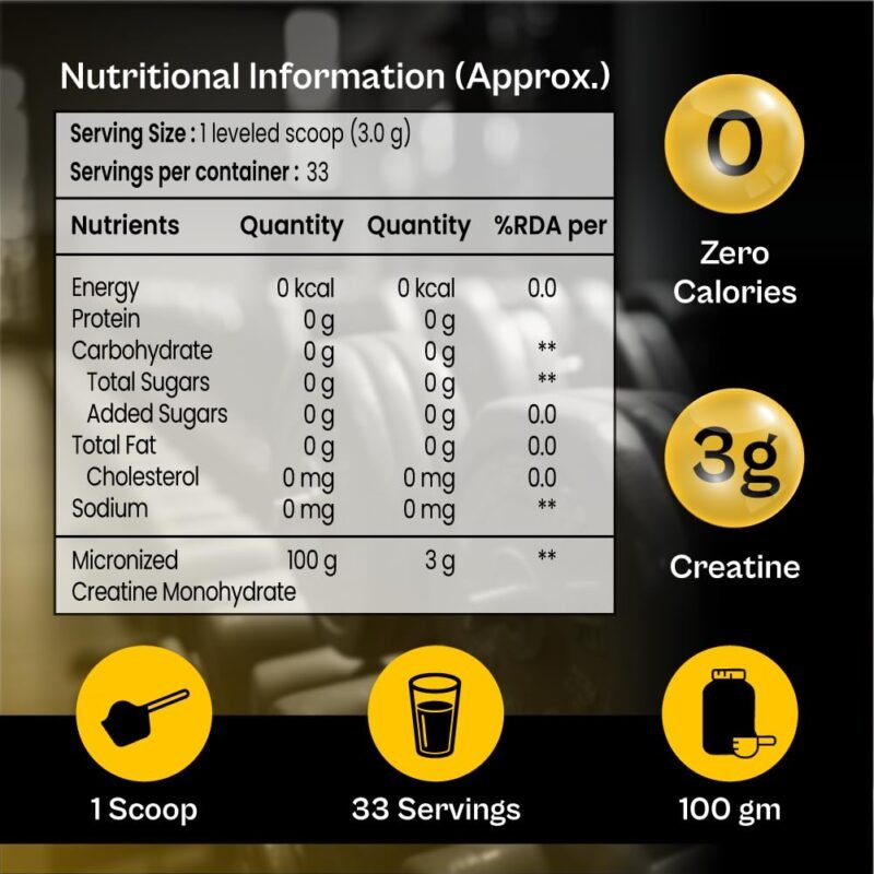TATA 1MG Creatine Monohydrate | 100% Pure, Micronized (83 servings,250gm) No Additives, No Preservatives | Zero Calories | Boosts Strength, Power & Recovery | Fast Absorption | Unflavoured - Image 4
