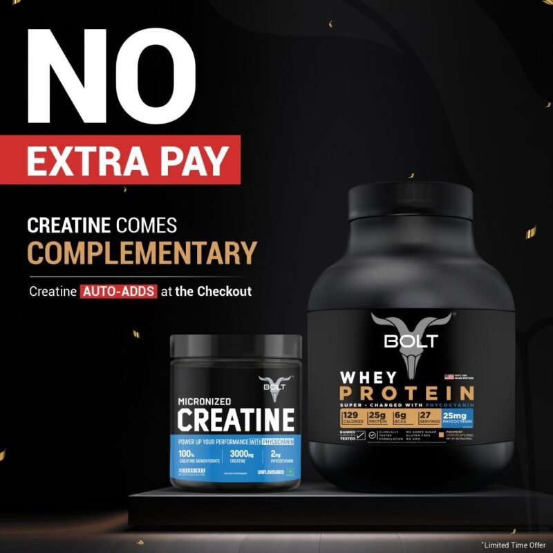 Bolt 100% Whey Protein Powder|With Superfood Phycocyanin|2Lb/907Gm (27 Servings)|Unflavoured - Image 9
