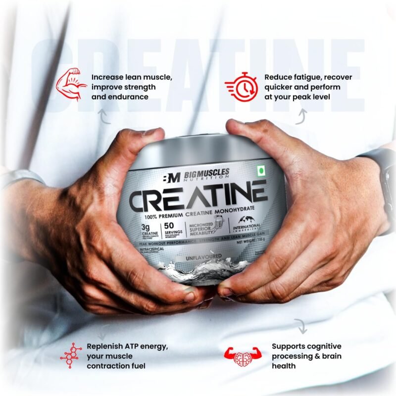 Bigmuscles Nutrition Creatine [155g, 50 Servings]| Blueberry | Micronized Creatine Monohydrate To Support Lean Muscle Repair & Recovery|Increase Strength&Athletic Performance,Powder, 1 count - Image 5
