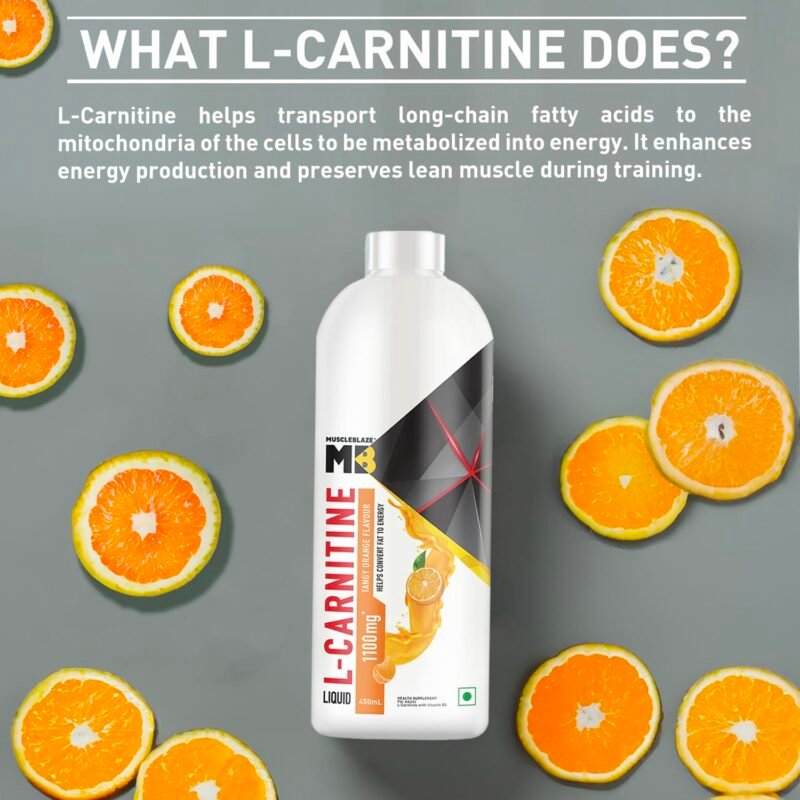 MuscleBlaze Liquid L-Carnitine 1100mg (Tangy Orange, 450ml, 30 Servings) | Helps Convert Fat into Energy - Image 5