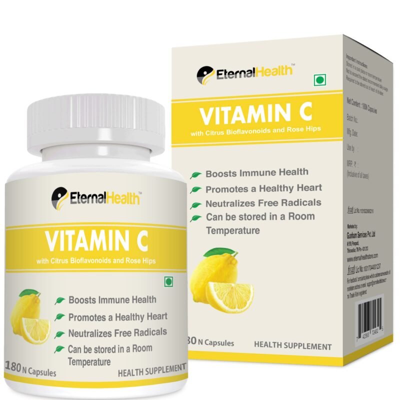 EternalHealth Vitamin C (High Potency Form) - 180 Capsules with Citrus Bioflavanoids & Rose Hips - 180 Veg Capsules - Image 4