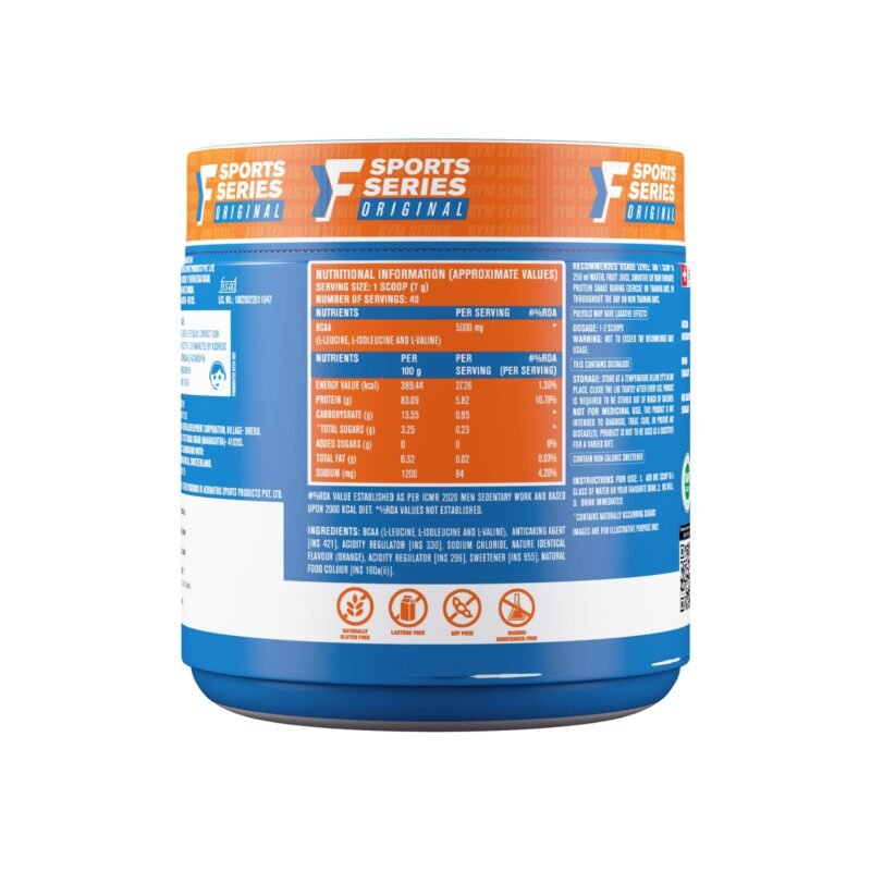 FAST&UP BCAA Basic (45 Servings, Orange Flavour) BCAA Supplement Powder with 2:1:1 Ideal Ratio Leucine, Isoleucine & Valine-Pre/Post & Intra Workout Supplement For Recovery & Performance Boost, White - Image 4
