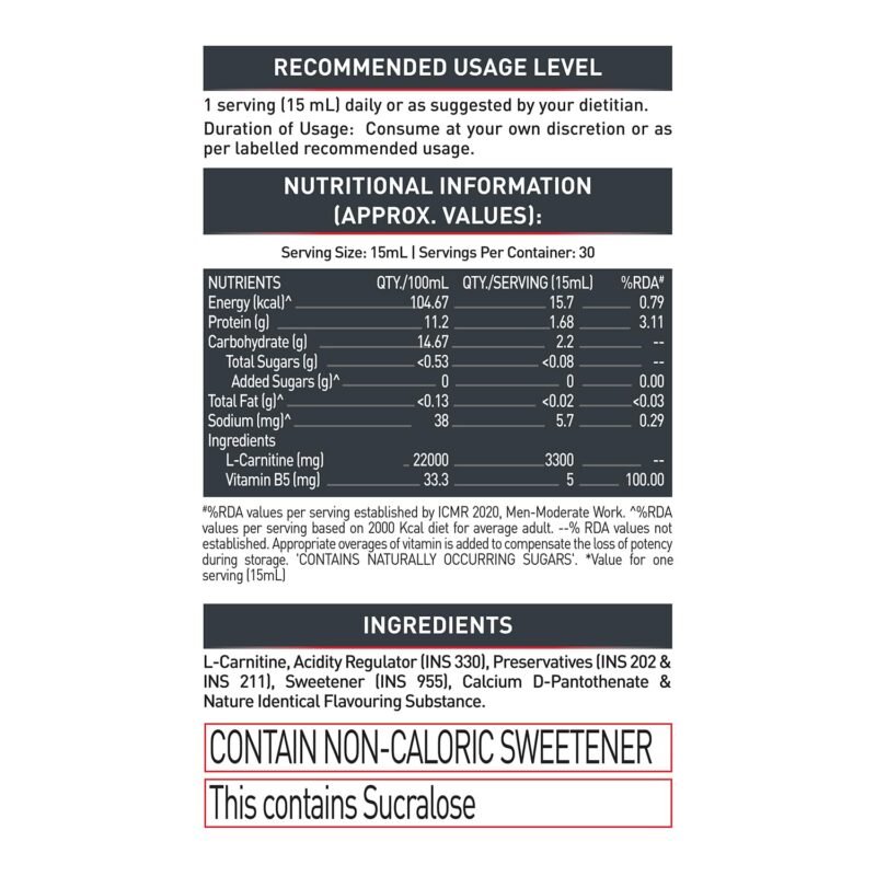MuscleBlaze Liquid L-Carnitine PRO (Key Lime, 450ml) | Triple Strength Formula | 3300mg L- Carnitine - Image 8