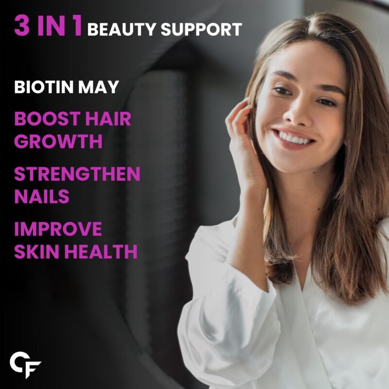 Carbamide Forte Biotin 10000mcg for Hair Growth, Skin & Nails - 120 Veg Tablets - Image 4