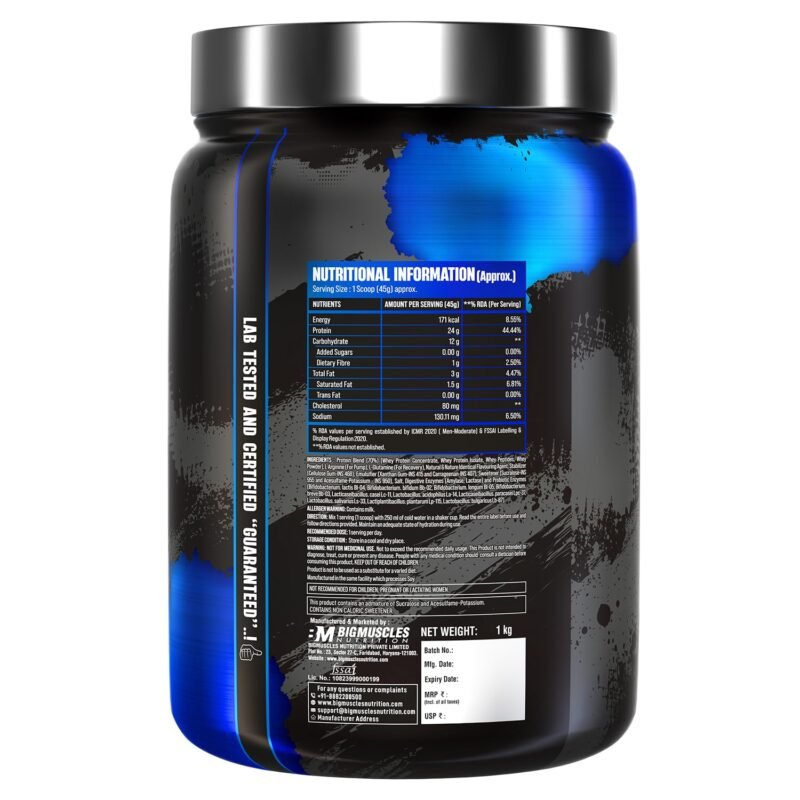 Bigmuscles Nutrition Prime Protein [1kg] | Whey Protein Isolate & Concentrate | With Digestive Enzymes, Probiotic Enzymes | 24g Protein, 10g EAA [Rich Chocolate] - Image 6