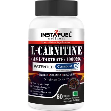 Instafuel Carnipure® L-Carnitine L-Tartrate 1000mg - Ultimate Pre & Post Workout Supplement for Energy Production, Weight Management, Muscle Recovery, Boost Performance & Brain Power, 60 Tablets