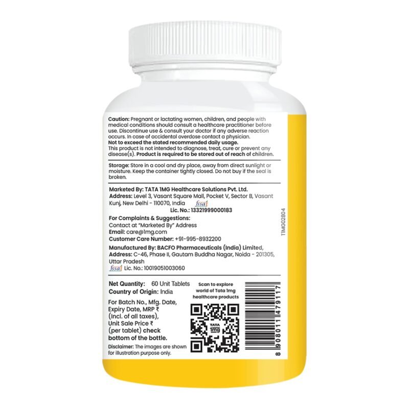 TATA 1mg Calcium & Vitamin D3 supplement with Zinc, Magnesium & Alfalfa | High absorption Calcium Citrate Malate form | 500mg Calcium & 400iu Vitamin D3 | For strong bones & joints | 60 tablets - Image 8