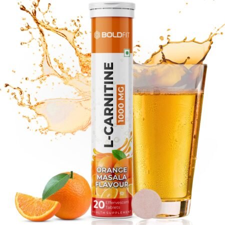 Boldfit L Carnitine Tartrate Effervescent Tablets l Carnitine Tablets For Recovery Support, Energy Support L-Carnitine Supplement L Carnitine 1000mg Pre Workout - Orange Masala Flavor - 20 Tablets