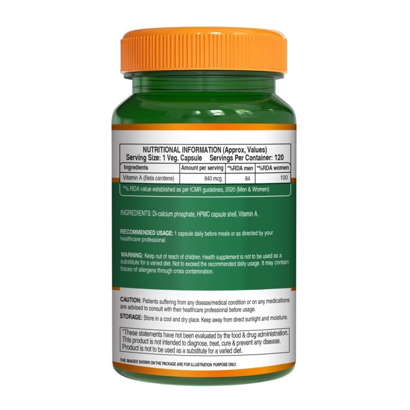 Pure Nutrition Plant-Based Vitamin A from Beta Carotene | 60 Veg Capsules for Men & Women | Supports Healthy Eyesight, Night Vision & Eye Protection | Fights Age-Related Eye Decline - Image 8