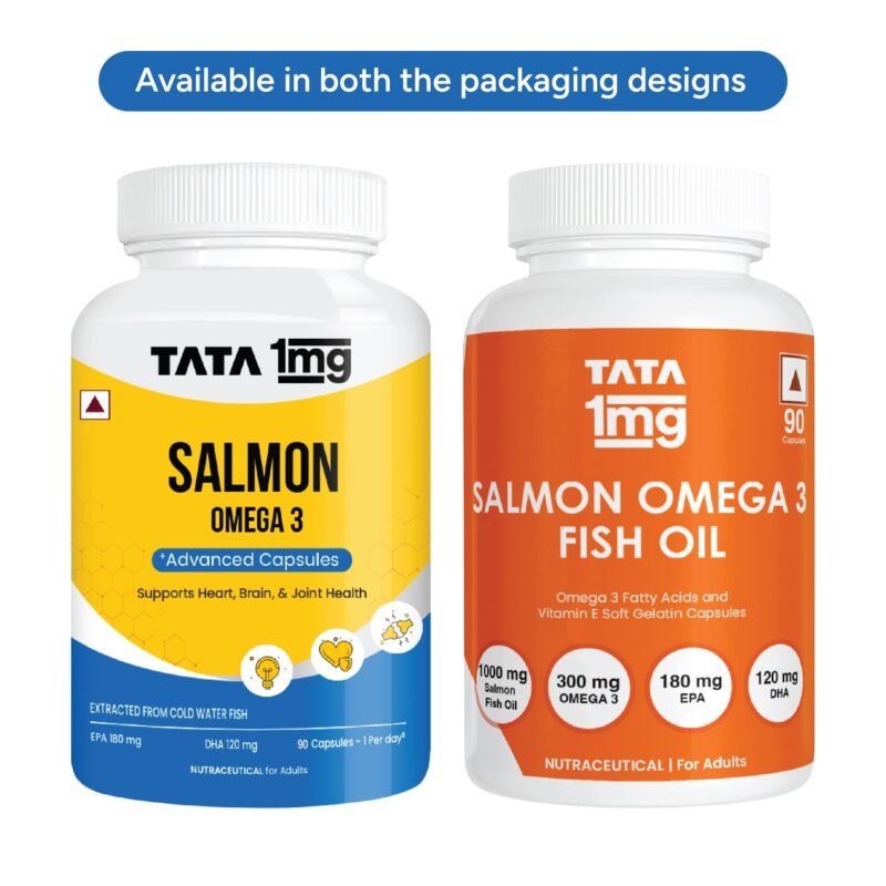Tata 1mg Salmon Omega 3 Fish Oil Supplements 1000mg - 90 Capsules | 180mg EPA & 120mg DHA | High Absorption for Heart,Brain & Joints | Helps Manage Cholesterol - Image 4