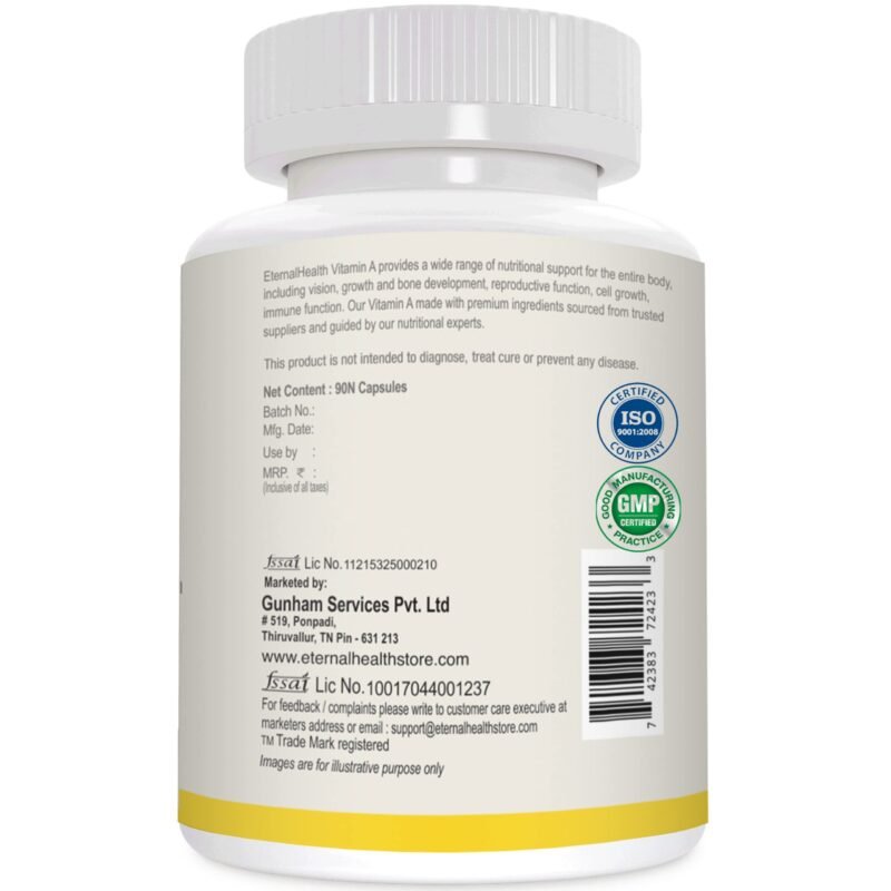 EternalHealth Vitamin A (Double Strength) with Bilberry Extracts and Retinyl palmitate Extracts- High Potency Form - Supports Healthy Vision & Immune System and Healthy Growth – 90 Veg Capsules - Image 3