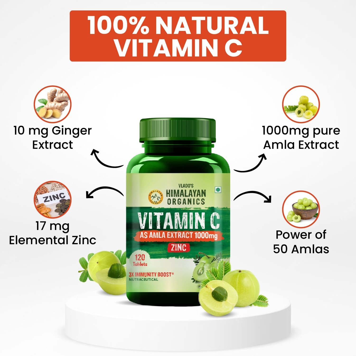 Vlado's Himalayan Organics Vitamin C Tablets from Natural Fruits | Immnunity, Antioxidant & Skin Care | 120 Veg Tablets - Image 6