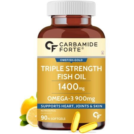 Carbamide Forte Triple Strength Fish Oil 1400mg with Omega 3 900mg for Men & Women - Softgel Capsules 90 Count