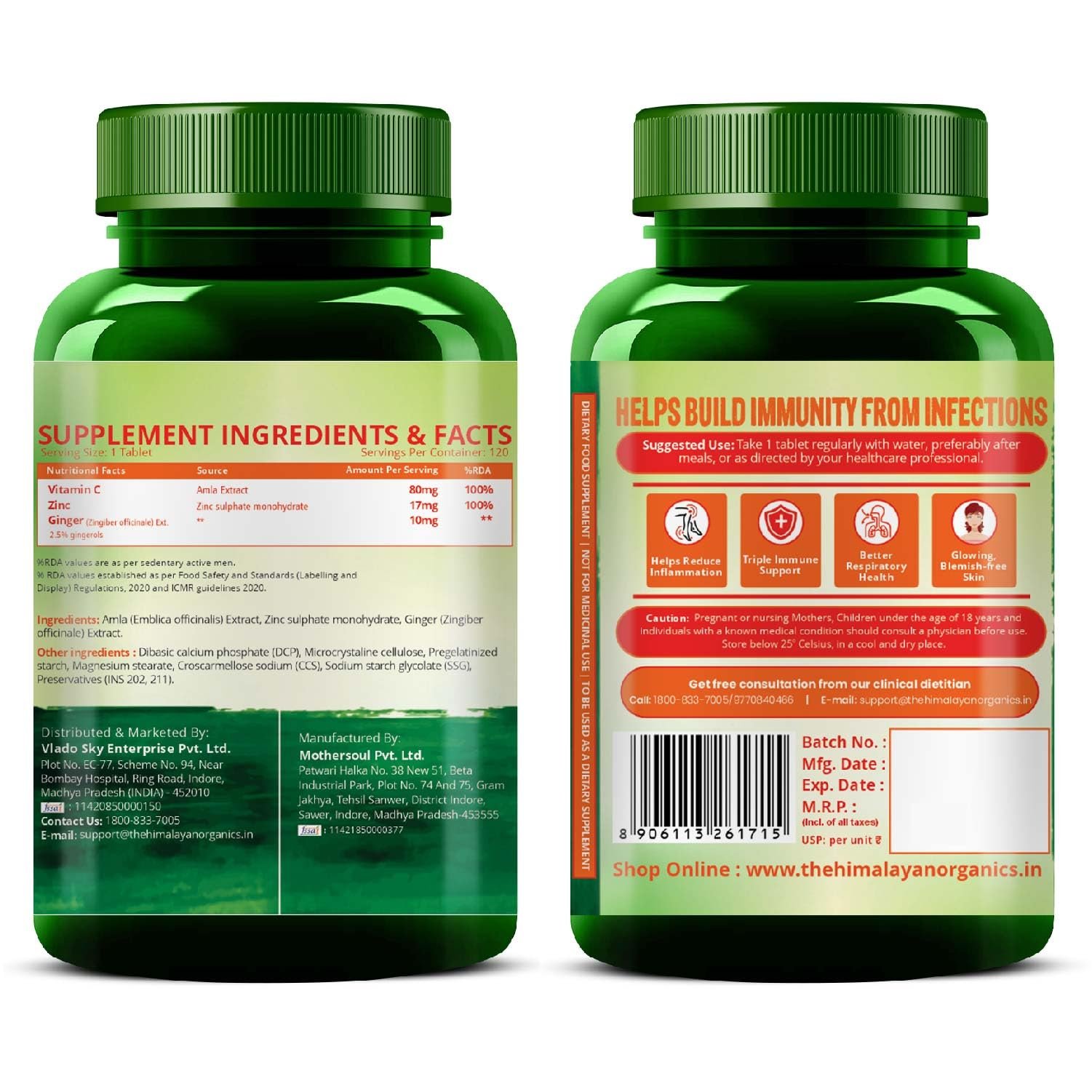 Vlado's Himalayan Organics Vitamin C Tablets from Natural Fruits | Immnunity, Antioxidant & Skin Care | 120 Veg Tablets - Image 2