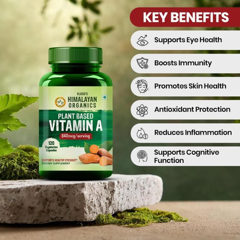 Vlado’s Himalayan Organics Plant-Based Vitamin A Supplement Supports Healthy Eye Sight | Natural Anti-Oxidant (120 Capsules) - Image 7