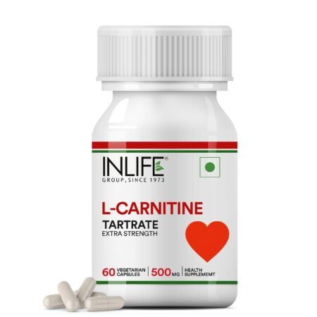 INLIFE L-Carnitine L-Tartrate Capsules 1000mg | Supports Muscle Health & Excercise Recovery | Supplement for Men Women - 60 Vegetarian Capsules (Pack of 1, 60)