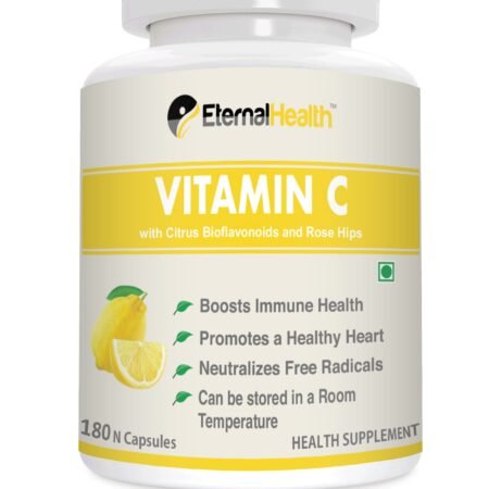 EternalHealth Vitamin C (High Potency Form) - 180 Capsules with Citrus Bioflavanoids & Rose Hips - 180 Veg Capsules