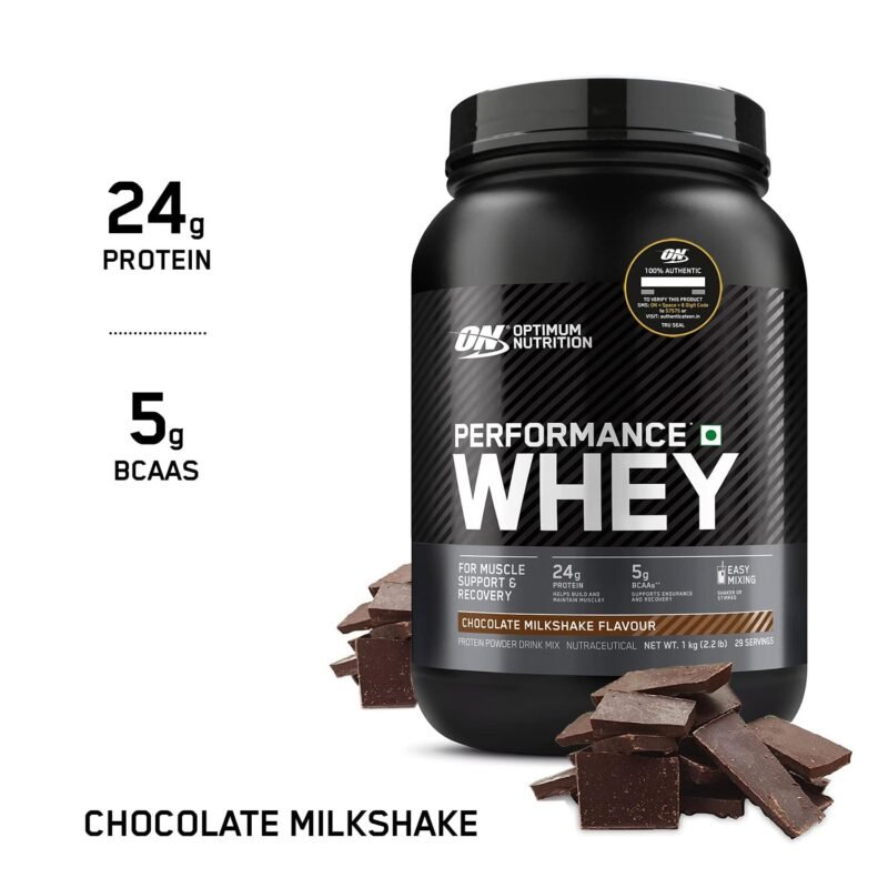 OPTIMUM NUTRITION Performance Whey Protein Powder Blend with Isolate, 24g Protein, 5g BCAA, Chocolate, 1 kg - Image 6