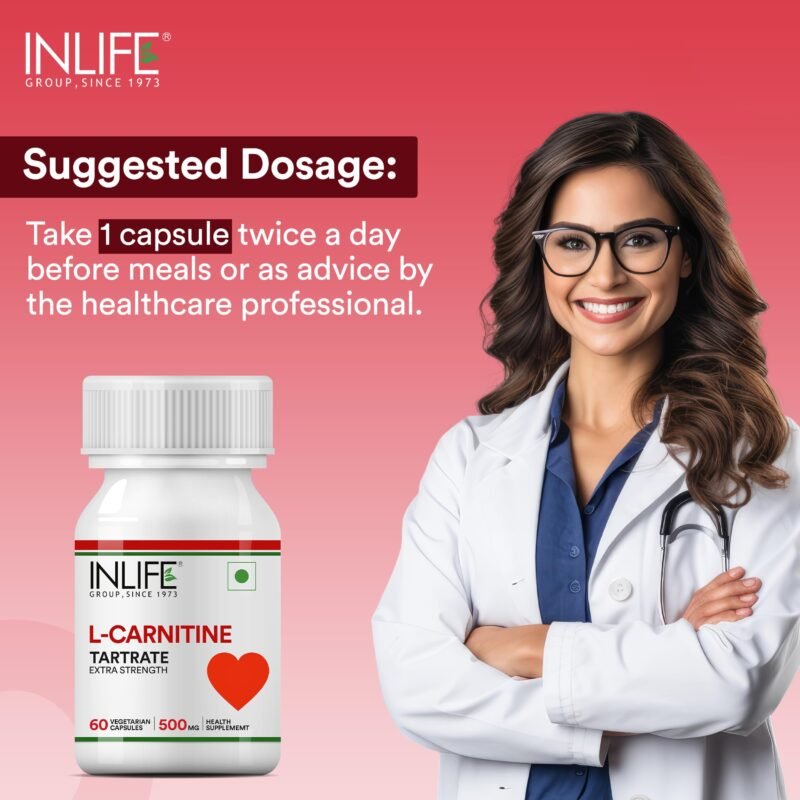 INLIFE L-Carnitine L-Tartrate Capsules 1000mg | Supports Muscle Health & Excercise Recovery | Supplement for Men Women - 60 Vegetarian Capsules (Pack of 1, 60) - Image 5