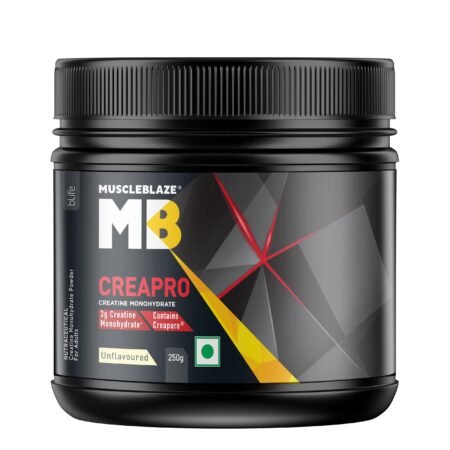 MuscleBlaze CreaPRO Creatine Monohydrate Powder with Creapure, Unflavoured (83 Servings, 250g)