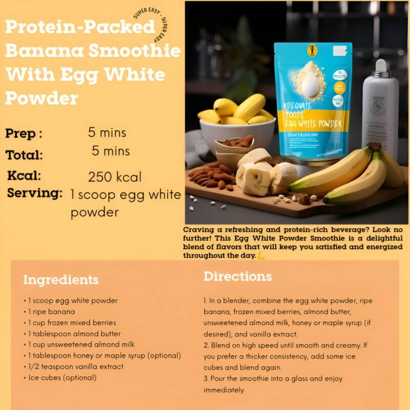 Adequate Foods Whole Egg Powder + Egg White Powder (500 gm + 500 gm) Pack of 2 No Additives, Just One Ingredient Homogenized, Pasteurized, Gluten-Free | 2 min breakfast | - Image 4