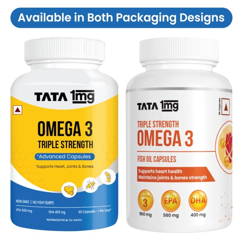 Tata 1mg Triple Strength Omega 3 Fish Oil Supplement - 1250mg (60 Capsules) | 560mg EPA & 400mg DHA | For Faster Muscle Recovery and Improved Stamina | For Men and Women - Image 3