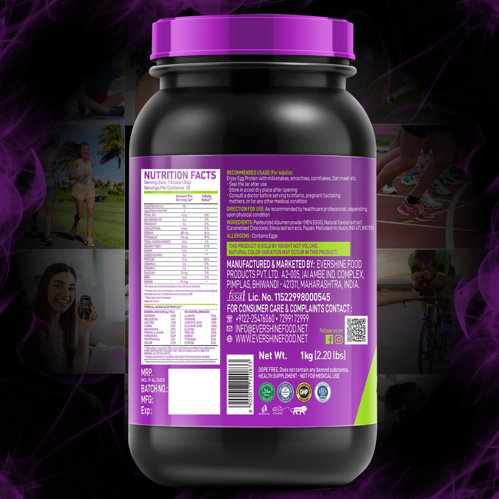 R.U.N-RISE UP NUTRITION Egg White Protein Powder for Athletes,Gym & Fitness Enthusiasts |27g Protein & 14g EAA|Lactose, Soy & Gluten Free Egg Albumen Protein Powder for Immunity, Chocolate Mousse-1kg - Image 2